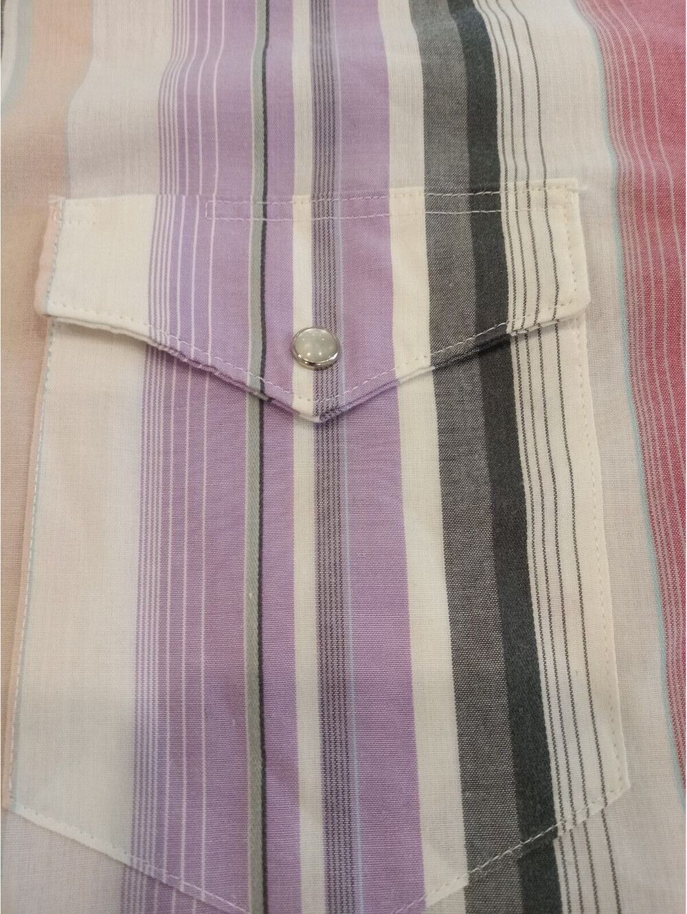 Wrangler Cowboy Cut Western Shirt Mens 17 Multi Stripe Pearl Snap X-Long Tails - Picture 5 of 6